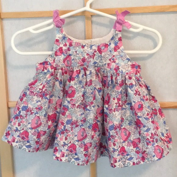 2 Baby Gap Infant Dresses Crisp Cotton Sleeveless Pink Blue - Picture 5 of 12